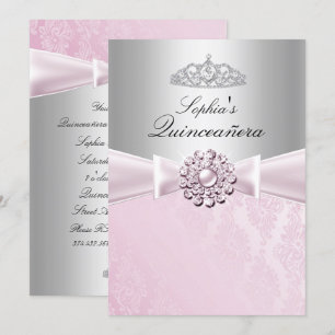 Roze lint & tiara Quinceanera aankondigingen