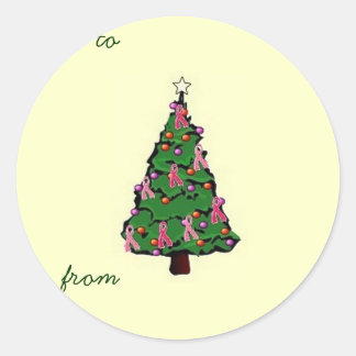 Roze lint Tree Gift Sticker
