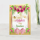 Roze lint tropisch bloem Customisable Moederdag Feestdagen Kaart (Voorkant)