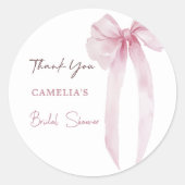 Roze Lint Trouwfeest Bedankt Ronde Sticker (Voorkant)