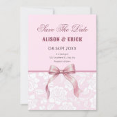 Roze lint trouwjurk save the date (Voorkant)