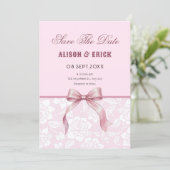 Roze lint trouwjurk save the date (Staand voorkant)