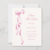 Roze lint trouwjurk save the date (Voorkant)
