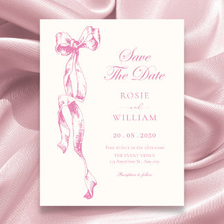 Roze lint trouwjurk save the date