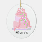 Roze Lint Trouwtaart Keramisch Ornament (Links)
