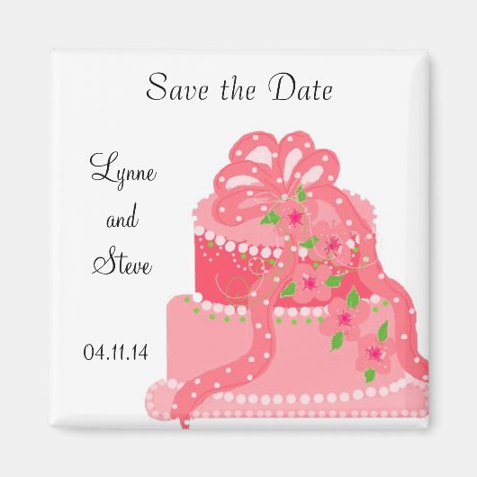 Roze lint trouwtaart Save the Date Magneet (Voorkant)