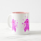 Roze lint  tweekleurige koffiemok (Voorkant links)