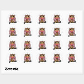 Roze lint Uil Ronde Sticker (Vel)