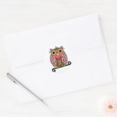 Roze lint Uil Ronde Sticker (Envelop)