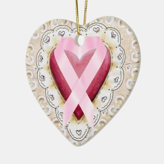 Roze lint uit het hart - SRF Keramisch Ornament (Links)