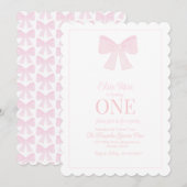 Roze lint uitnodiging Grandmillennial Preppy  (Voorkant / Achterkant)