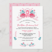 Roze lint Uitnodiging voor borstkanker (Voorkant / Achterkant)