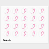 Roze lint van borstkanker A4 Ronde Sticker (Vel)