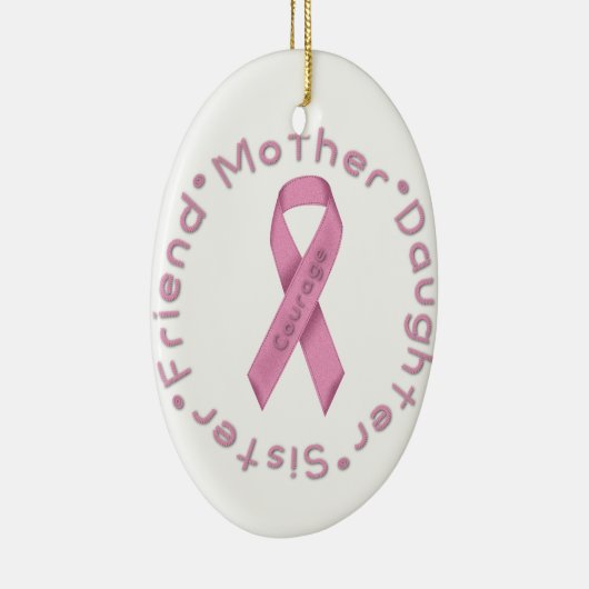 Roze lint van Courage Keramisch Ornament (Rechts)