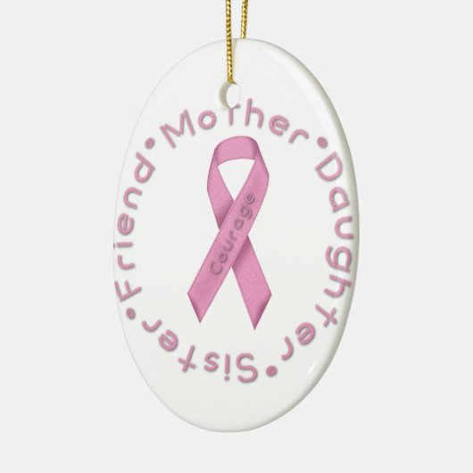 Roze lint van Courage Keramisch Ornament (Links)