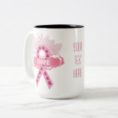 Roze lint van de witte Mok van de Hoop (Voorkant links)