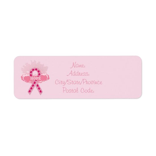 roze lint van hoop retour adres roze labels (Voorkant)