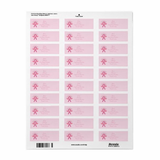 roze lint van hoop retour adres roze labels (Full Sheet)