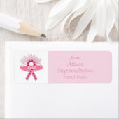 Roze lint van hoop retour adreslabels etiket (Insitu)