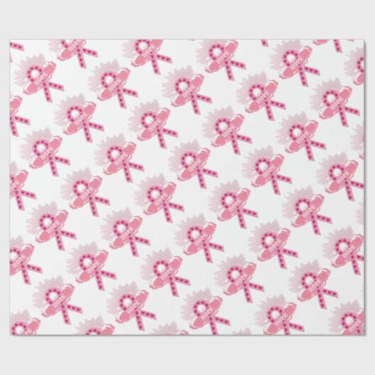 Roze Lint van Hoop Wit inpakpapier (Vlak)