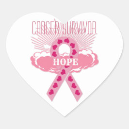 Roze lint van Hope Heart Cancer Survivor Stickers