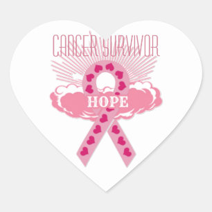 Roze lint van Hope Heart Cancer Survivor Stickers