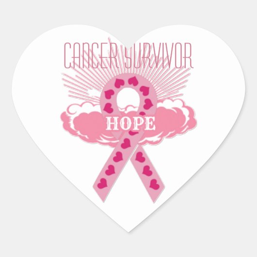 Roze lint van Hope Heart Cancer Survivor Stickers (Voorkant)