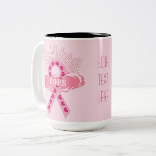 Roze lint van hoproze Mok (Voorkant links)