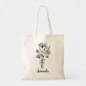 Roze lint van kunstbloemen voor haar tote bag (Voorkant)