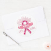 Roze lint van topkanker overlevingspanelen ronde sticker (Envelop)