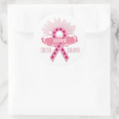 Roze lint van topkanker overlevingspanelen ronde sticker (Tas)