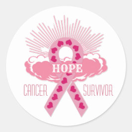 Roze lint van topkanker overlevingspanelen ronde sticker