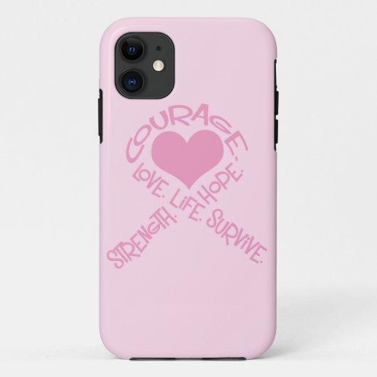 Roze lint van woorden iPhone 5 Hoesje Breast Kanke (Achterkant)