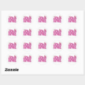Roze lint vechter vlinder hoop borstkanker ronde sticker (Vel)