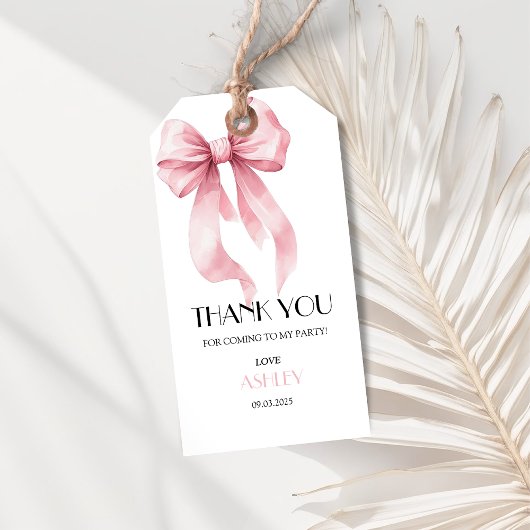 Roze lint verjaardag  cadeaulabel