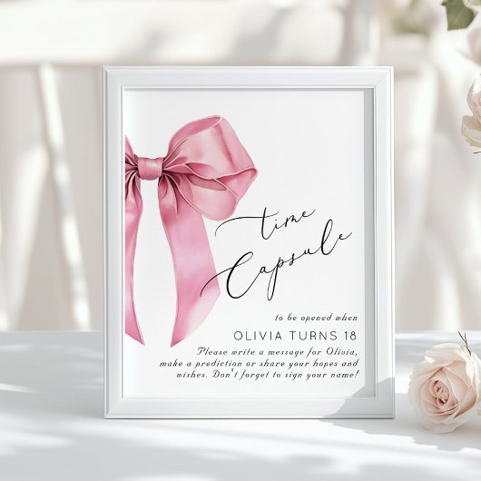 Roze lint verjaardagstijdscapsule poster