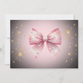 Roze lint verjaardagsuitnodiging kaart (Achterkant)