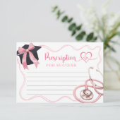 Roze lint verpleegster afstuderen recept kaart (Staand voorkant)