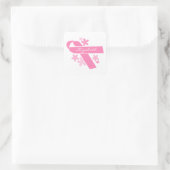 Roze lint vierkante sticker (Tas)