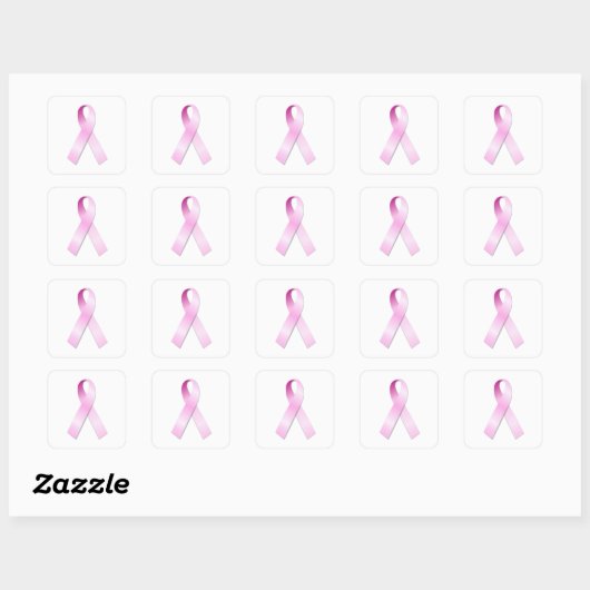Roze Lint Vierkante Sticker (Vel)
