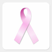 Roze Lint Vierkante Sticker (Voorkant)