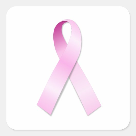 Roze Lint Vierkante Sticker (Voorkant)
