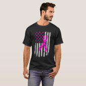 Roze lint vlag borstkanker krijger t-shirt (Voorkant volledig)
