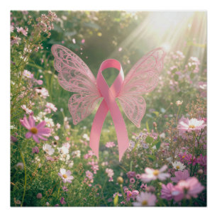 Roze lint vlinder in een tuin perfect poster