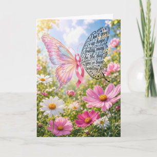 Roze Lint Vlinder met Inspirerende Citaten Kaart