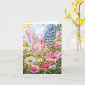 Roze Lint Vlinder Notitiekaart (Gele Bloem)