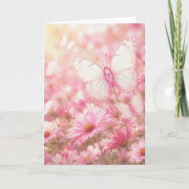 Roze Lint Vlinders in een Madeliefjestuin Kaart