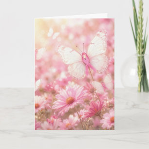 Roze Lint Vlinders in een Madeliefjestuin Kaart