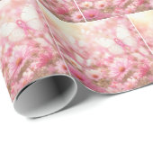 Roze Lint Vlinders in Tuin Cadeaupapier (Rol Hoek)