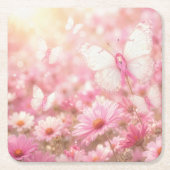 Roze Lint Vlinders in Tuin Kartonnen Onderzetters (Voorkant)